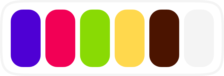 Full Bottle palette: purple, pink, green, yellow, brown and white