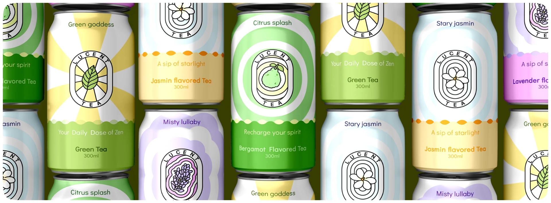 Lucent Tea Co. flavored tea can lineup